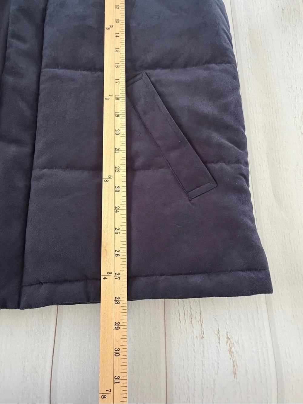 Banana Republic Vegan Suede Puffer Vest XL Navy Quiet Luxury Preppy